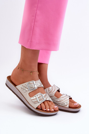 Comode ciabatte da donna con fibbie Inblu beige 2