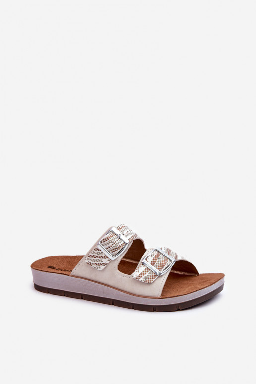 Comode ciabatte da donna con fibbie Inblu beige
