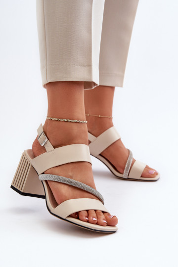 Sandali eleganti con tacco in colore beige D&A MR38-549