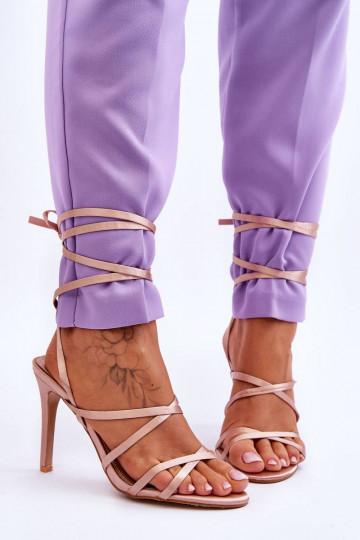 Sandali con tacco da donna beige Meya