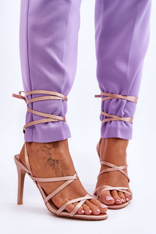 Sandali con tacco da donna beige Meya