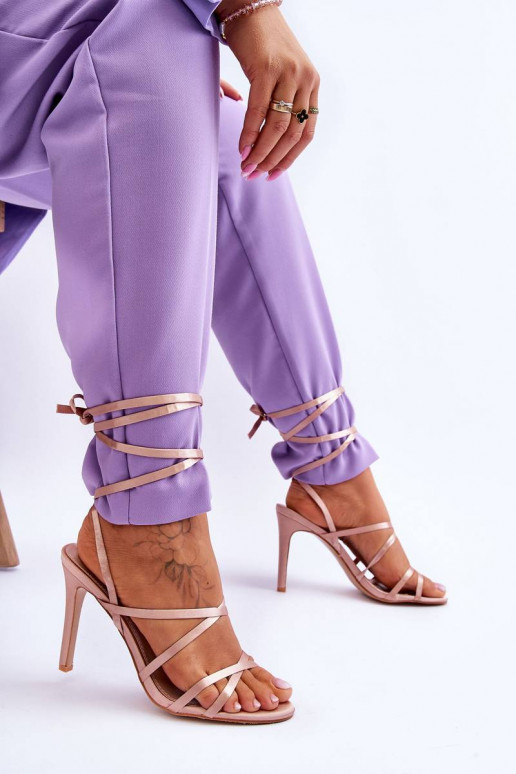 Sandali con tacco da donna beige Meya