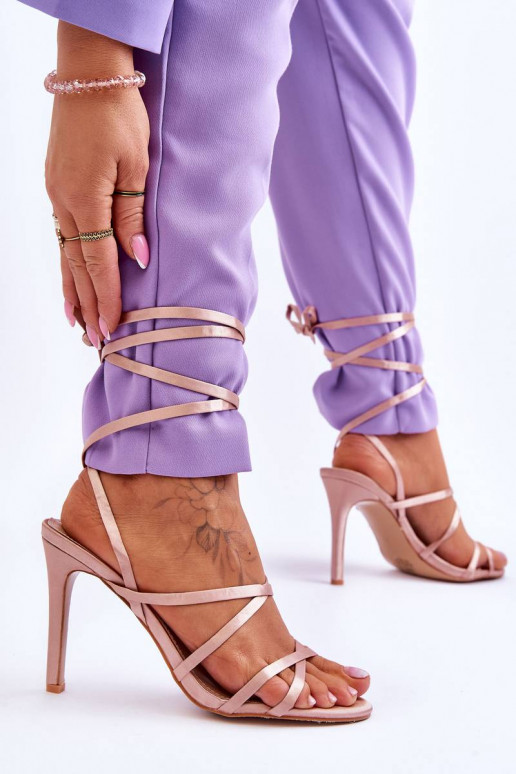 Sandali con tacco da donna beige Meya
