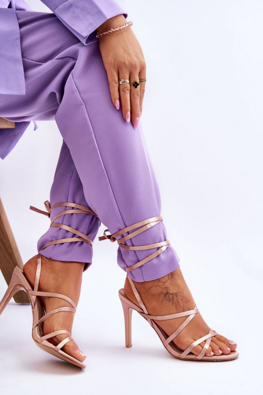 Sandali con tacco da donna beige Meya