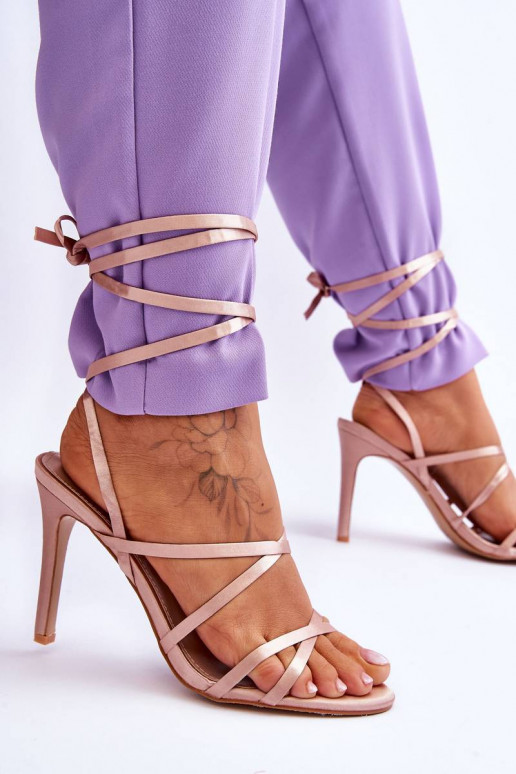 Sandali con tacco da donna beige Meya