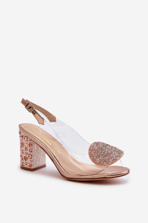 Sandali con tacco color oro rosa D&A