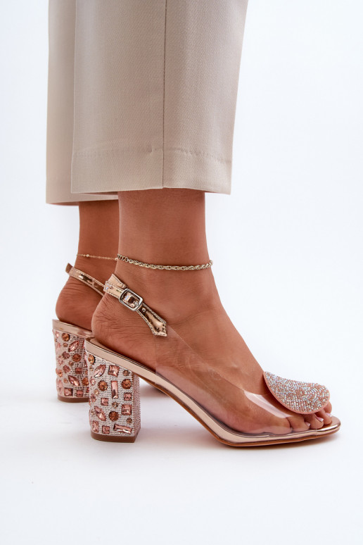 Sandali con tacco color oro rosa D&A