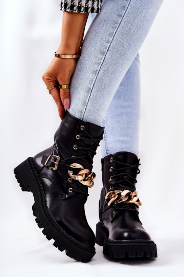 Scarpe da donna con catena in nero 2