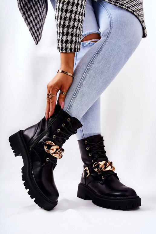 Scarpe da donna con catena in nero