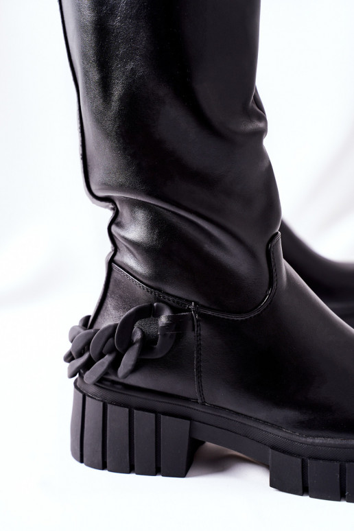 Stivali lunghi neri con catene Teardown Stivali lunghi neri con catene Teardown