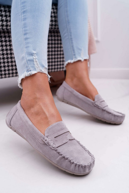 Mocassini da donna in camoscio grigio Morreno
