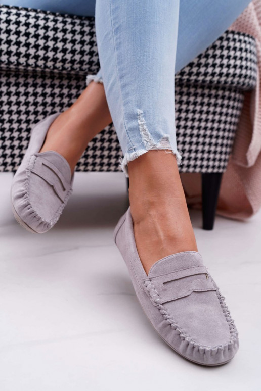 Mocassini da donna in camoscio grigio Morreno