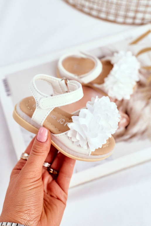 Sandali per bambini con fiori in bianco