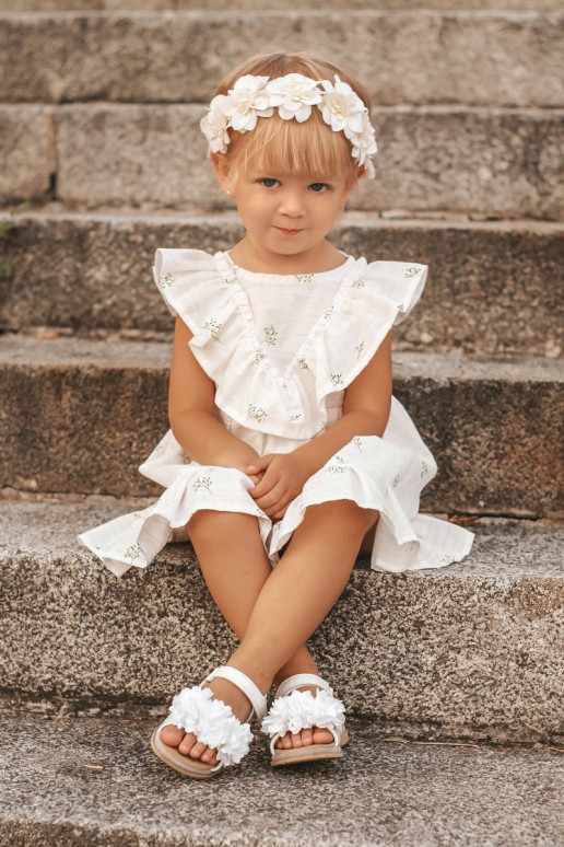 Sandali per bambini con fiori in bianco