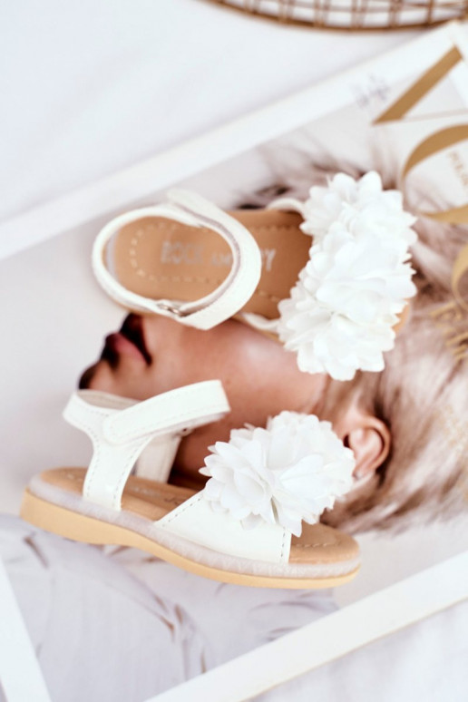 Sandali per bambini con fiori in bianco
