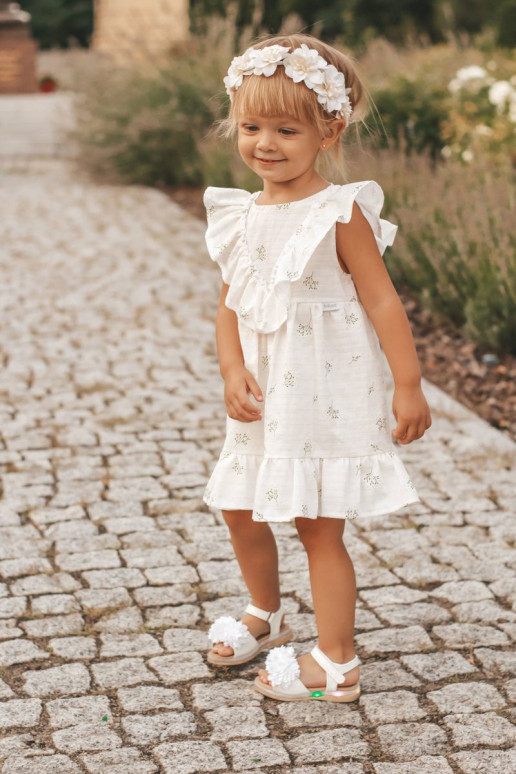 Sandali per bambini con fiori in bianco