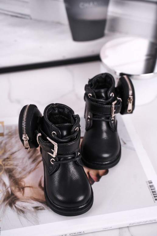 Calde scarpe per bambini in colore nero