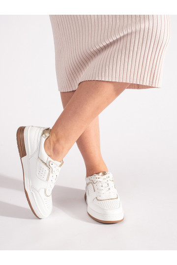 Bianco-d oro Scarpe modello sneakers con una piattaforma 2