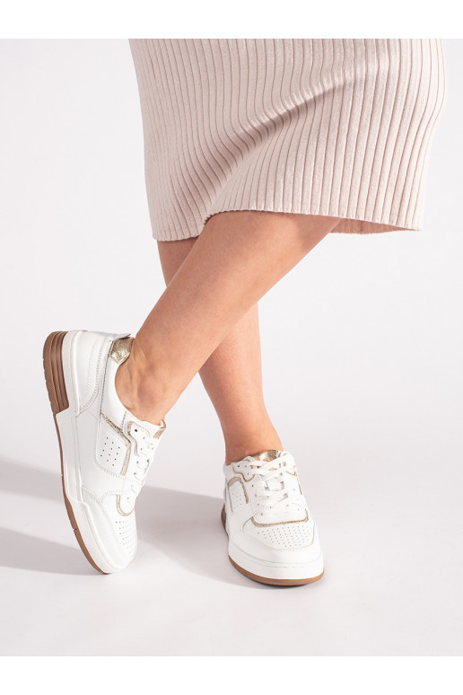 Bianco-d oro Scarpe modello sneakers con una piattaforma