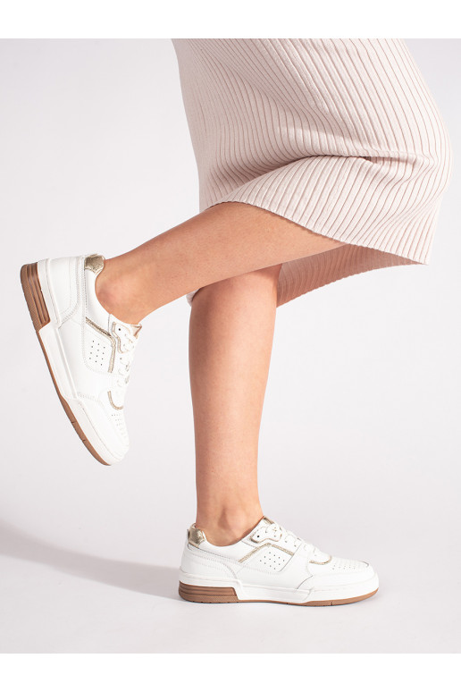 Bianco-d oro Scarpe modello sneakers con una piattaforma