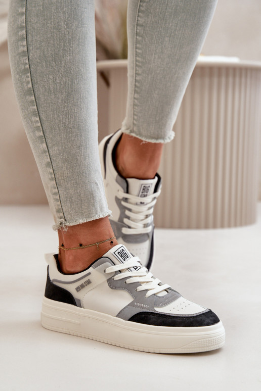 Basso per le donne Scarpe modello sneakers in ecopelle Big Star OO274028 Bianco-colore grigio