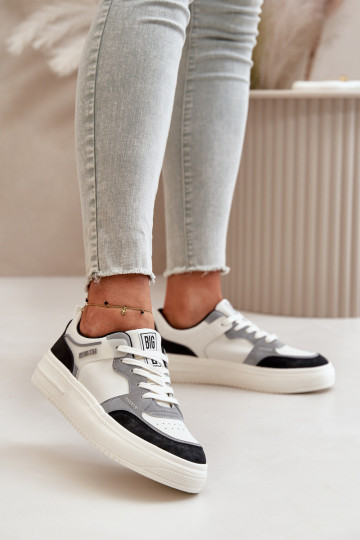 Basso per le donne Scarpe modello sneakers in ecopelle Big Star OO274028 Bianco-colore grigio 2