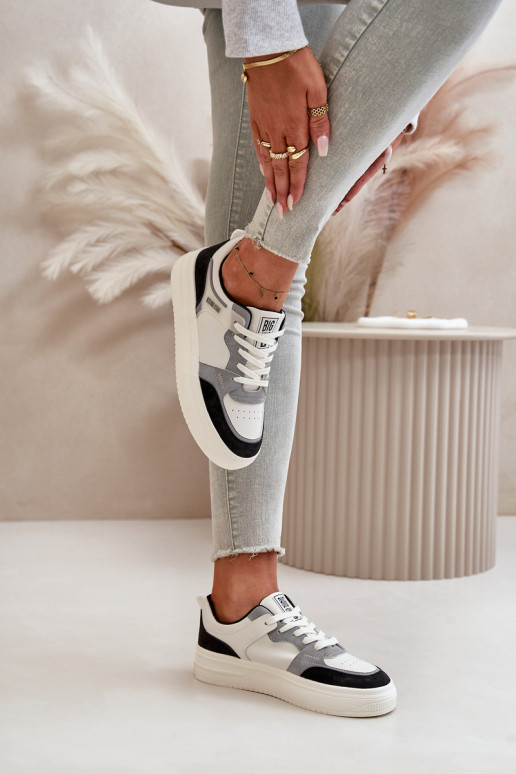 Basso per le donne Scarpe modello sneakers in ecopelle Big Star OO274028 Bianco-colore grigio