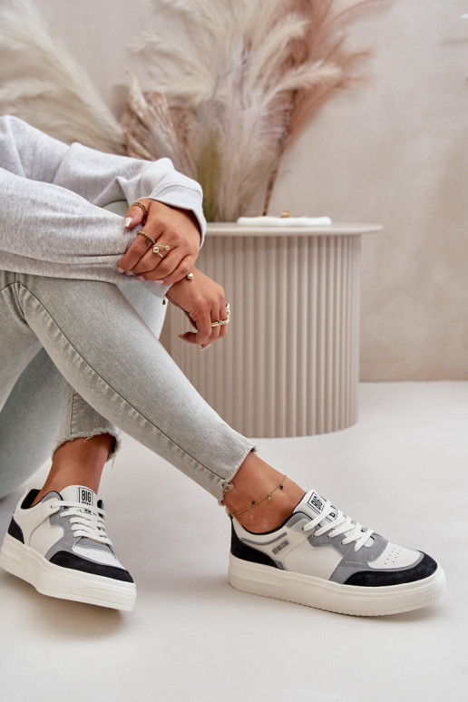 Basso per le donne Scarpe modello sneakers in ecopelle Big Star OO274028 Bianco-colore grigio