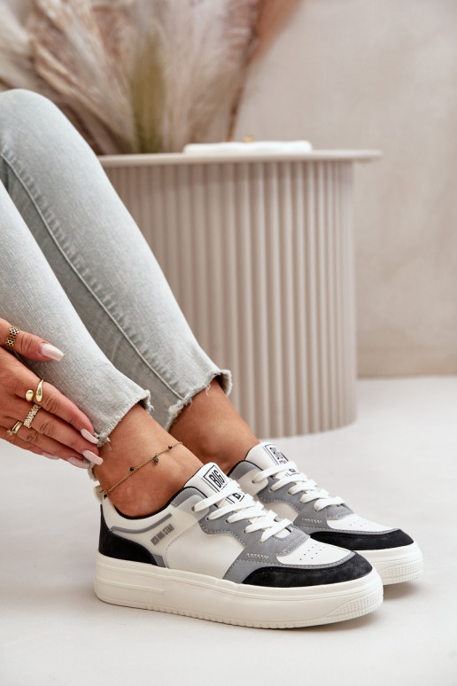 Basso per le donne Scarpe modello sneakers in ecopelle Big Star OO274028 Bianco-colore grigio