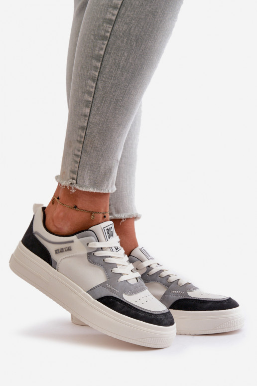 Basso per le donne Scarpe modello sneakers in ecopelle Big Star OO274028 Bianco-colore grigio