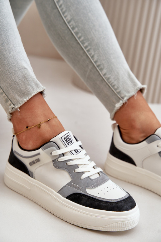 Basso per le donne Scarpe modello sneakers in ecopelle Big Star OO274028 Bianco-colore grigio