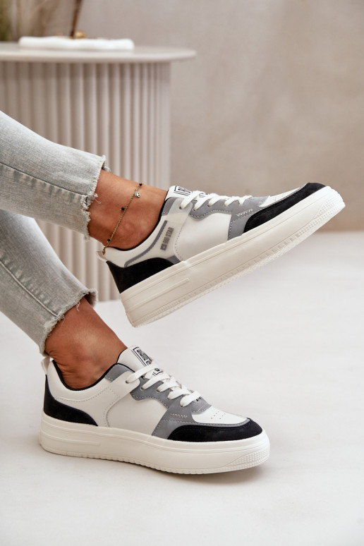 Basso per le donne Scarpe modello sneakers in ecopelle Big Star OO274028 Bianco-colore grigio