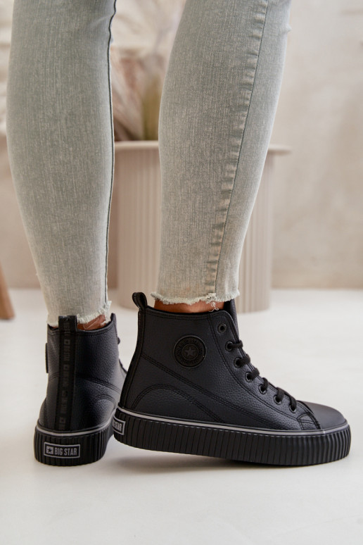 Femminile riscaldamento scarpe casual in ecopelle Big Star OO274790 colore nero