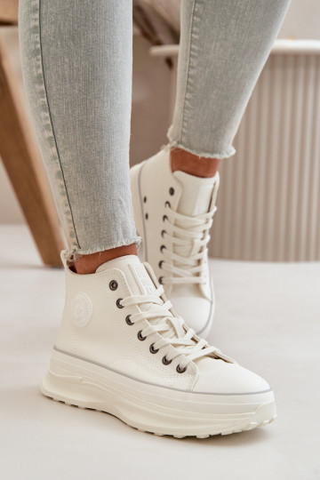 Scarpe da tempo libero con piattaforma in pelle sintetica Big Star OO274064 bianche