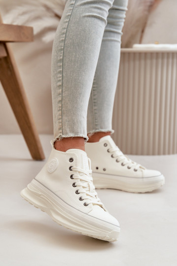 Scarpe da tempo libero con piattaforma in pelle sintetica Big Star OO274064 bianche 2