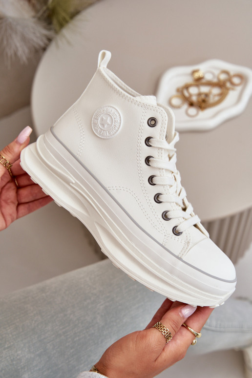 Scarpe per il tempo libero con una piattaforma Eko Pelle Big Star OO274064 Colore bianco