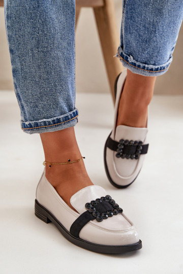 Mocassini laccati Femminile con ornamenti colore grigio Vinceza 58389