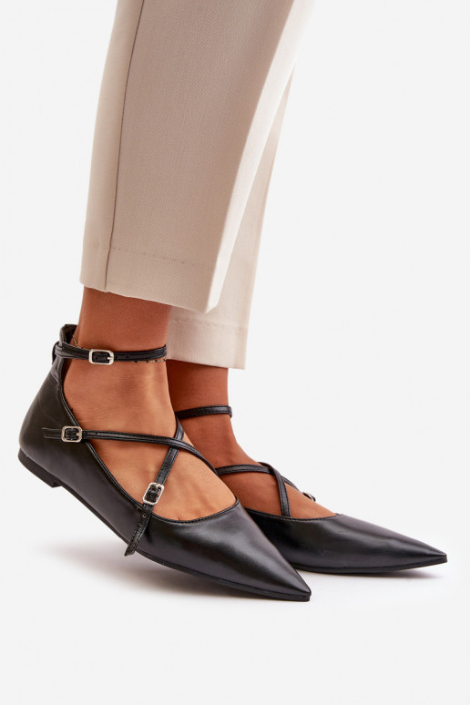 Ballerine Femminile Z Noskami con nasi appuntiti I Przeplatającymi Się Paskami colore nero Violra