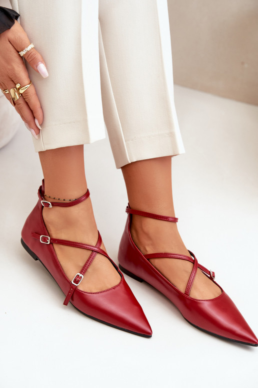 Ballerine Femminile Z Noskami con nasi appuntiti I Przeplatającymi Się Paskami Borgogna Violra