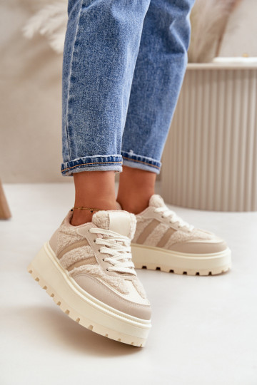 riscaldamento Scarpe modello sneakers Femminile con una piattaforma con riscaldamento beige Daivlene 2