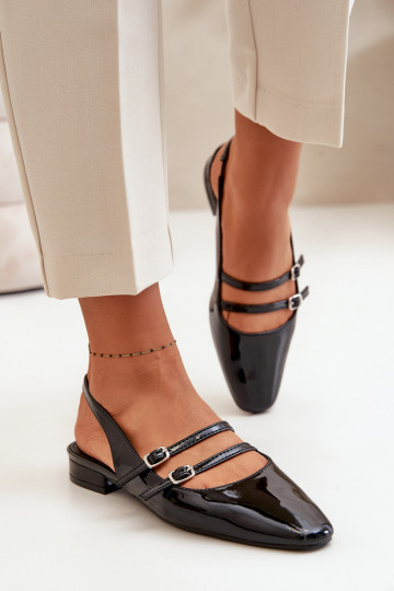 Ballerine laccate con strisce Con tacco basso colore nero Bialettia