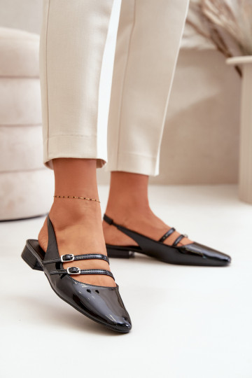 Ballerine laccate con strisce Con tacco basso colore nero Bialettia 2
