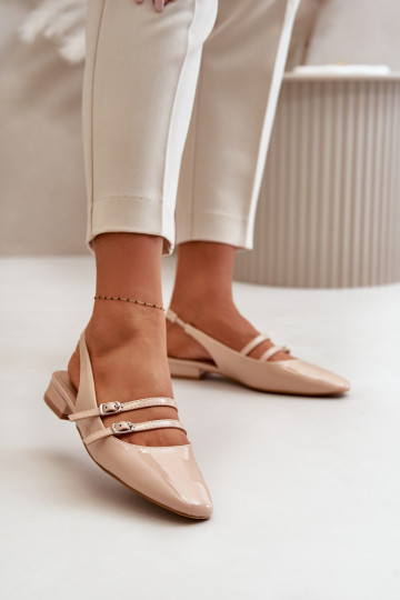 Ballerine laccate con strisce Con tacco basso beige Bialettia 2