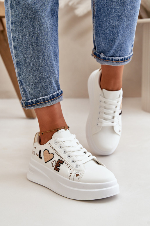 Scarpe modello sneakers Femminile con una piattaforma Con decorazioni Abilitatopisem Colore bianco Orlian