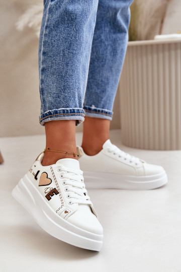 Scarpe modello sneakers Femminile con una piattaforma Con decorazioni Abilitatopisem Colore bianco Orlian 2
