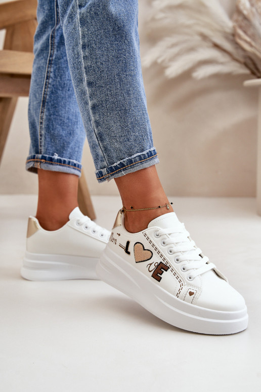Scarpe modello sneakers Femminile con una piattaforma Con decorazioni Abilitatopisem Colore bianco Orlian