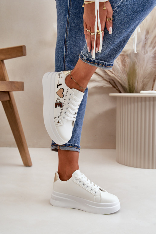 Scarpe modello sneakers Femminile con una piattaforma Con decorazioni Abilitatopisem Colore bianco Orlian
