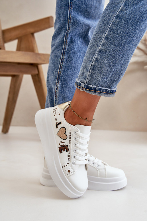 Scarpe modello sneakers Femminile con una piattaforma Con decorazioni Abilitatopisem Colore bianco Orlian