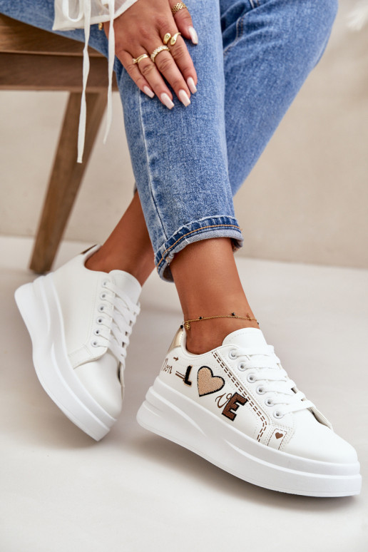 Scarpe modello sneakers Femminile con una piattaforma Con decorazioni Abilitatopisem Colore bianco Orlian