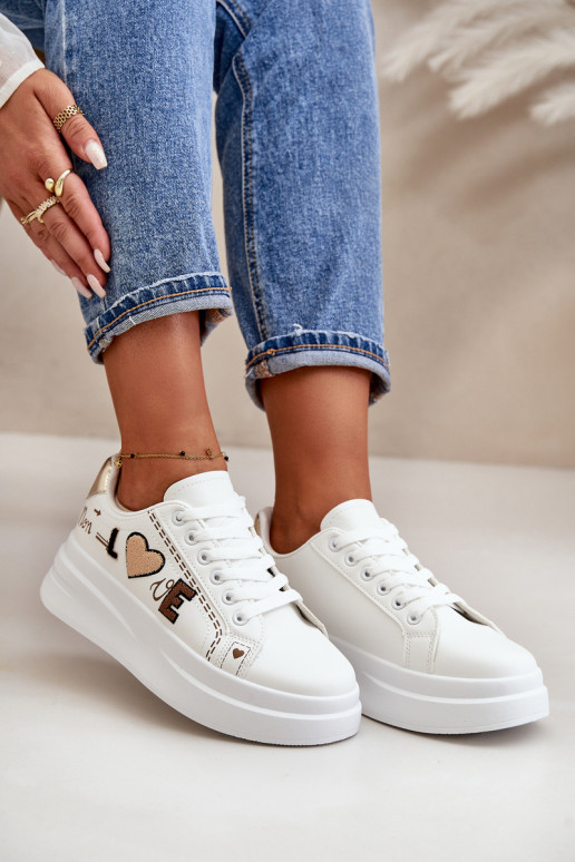 Scarpe modello sneakers Femminile con una piattaforma Con decorazioni Abilitatopisem Colore bianco Orlian